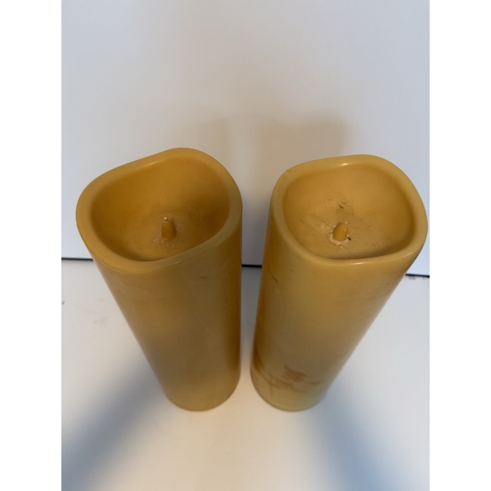 Gerson Everlasting Glow LED Pillar Candles‎ Set of 2 Gold 17" NON WORKING